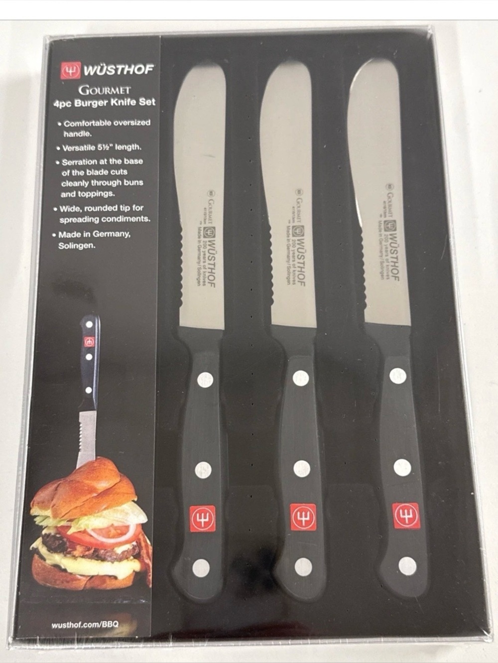 Wusthof Gourmet 4 Pc Burger Knife Set #8504 Made In Germany New Sealed